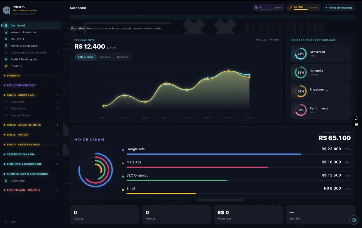 Dashboard real do Immer IA